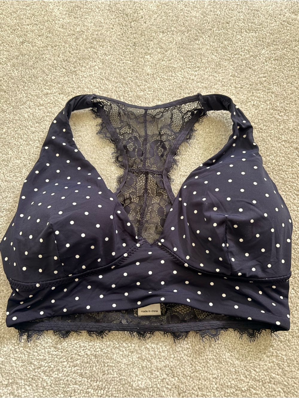Maurices Navy Polka Dot Lace Racerback Bralette